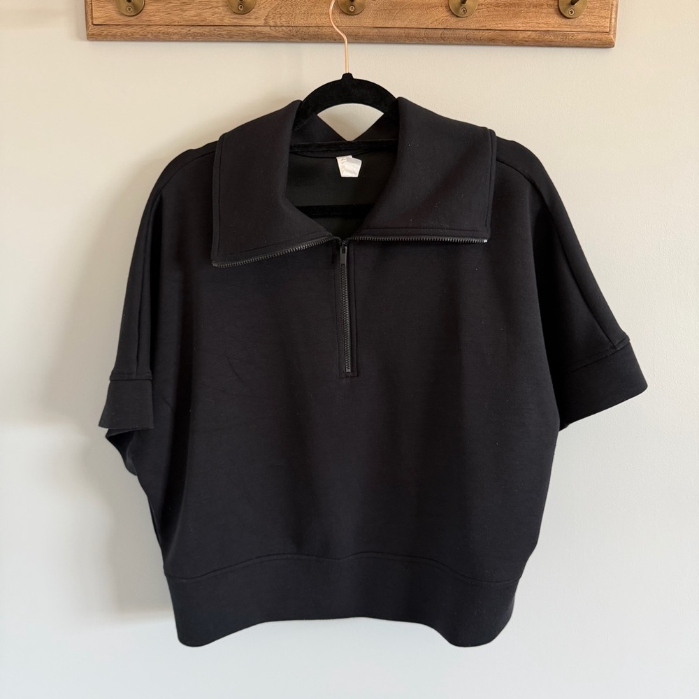 Zella Black Short-Sleeve Zip Hoodie